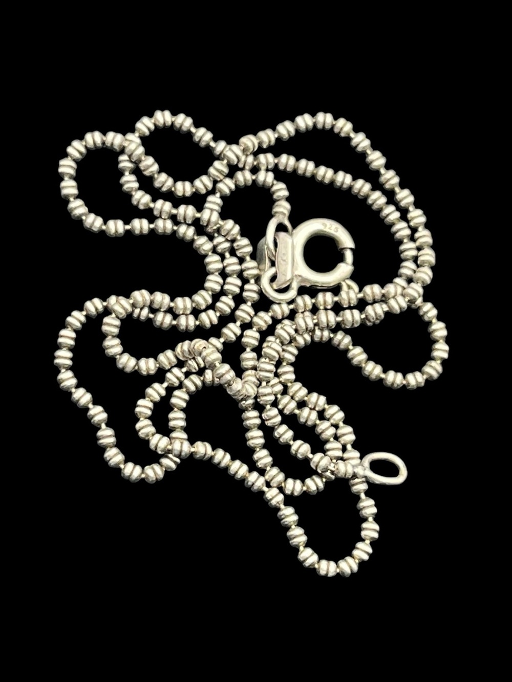 Sterling silver ball beaded chain necklace Mexico vintage